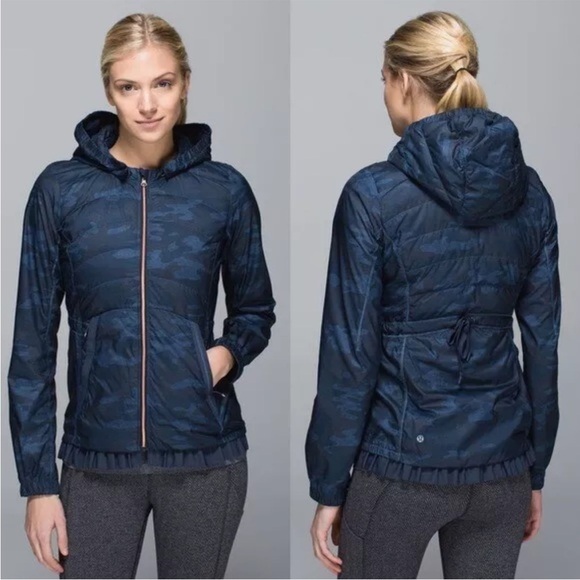 Lululemon Spring Fling Puffy Windbreaker Heathered Lotus Camo Oil Slick Blue 6 - Picture 1 of 9